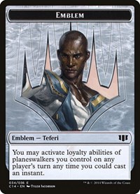 Emblem - Teferi, Temporal Archmage // Zombie (011) Double-Sided Token, Commander 2014