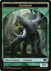 Elephant // Elf Warrior Double-Sided Token, Commander 2014