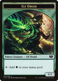 Elf Druid // Beast (020) Double-Sided Token, Commander 2014